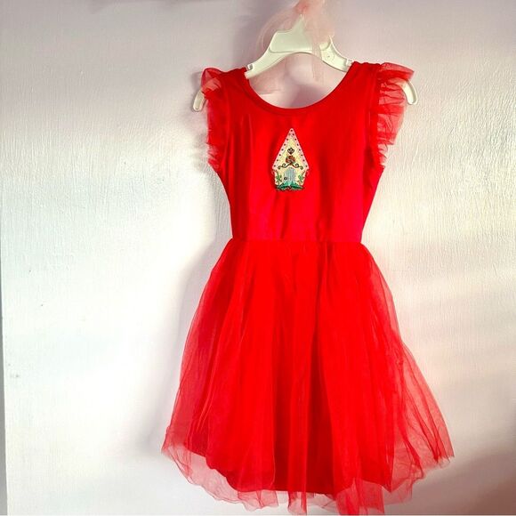 NWOT Christmas Gingerbread House Embroidered Toddler Dress Sz 3T Red - Picture 1 of 5